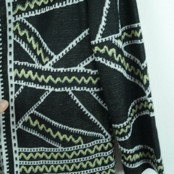 Ming Wang XS Jacket Knit Blazer Career Abstract Geometric Print Black Artsy - Picture 4 of 8